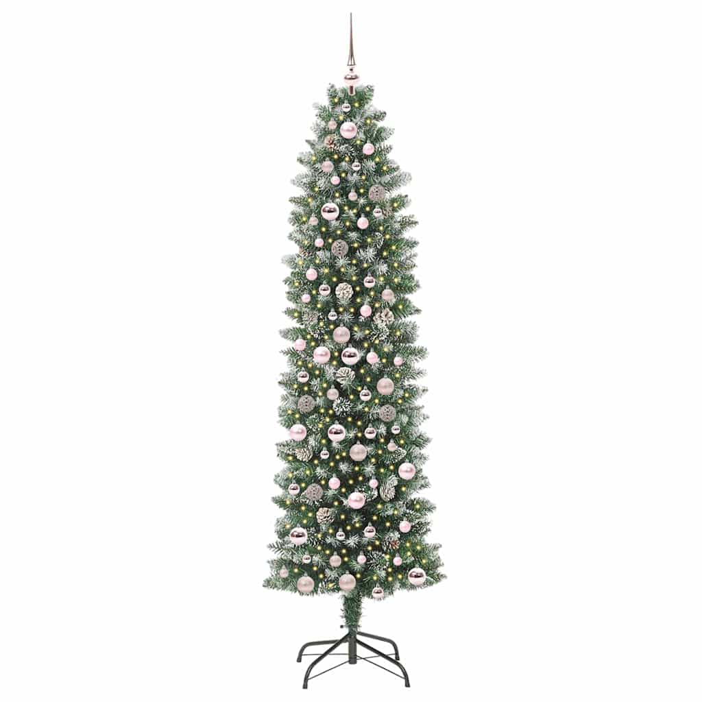 Vidaxx árbol de Navidad artificial delgado con 300 LED verde y blanco 210 cm