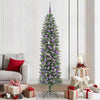 Vidaxl kunstmatige slanke kerstboom met 300 led groen en wit 210 cm