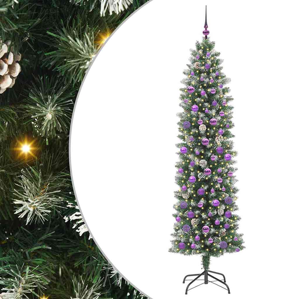 Vidaxx árbol de Navidad artificial delgado con 300 LED verde y blanco 210 cm