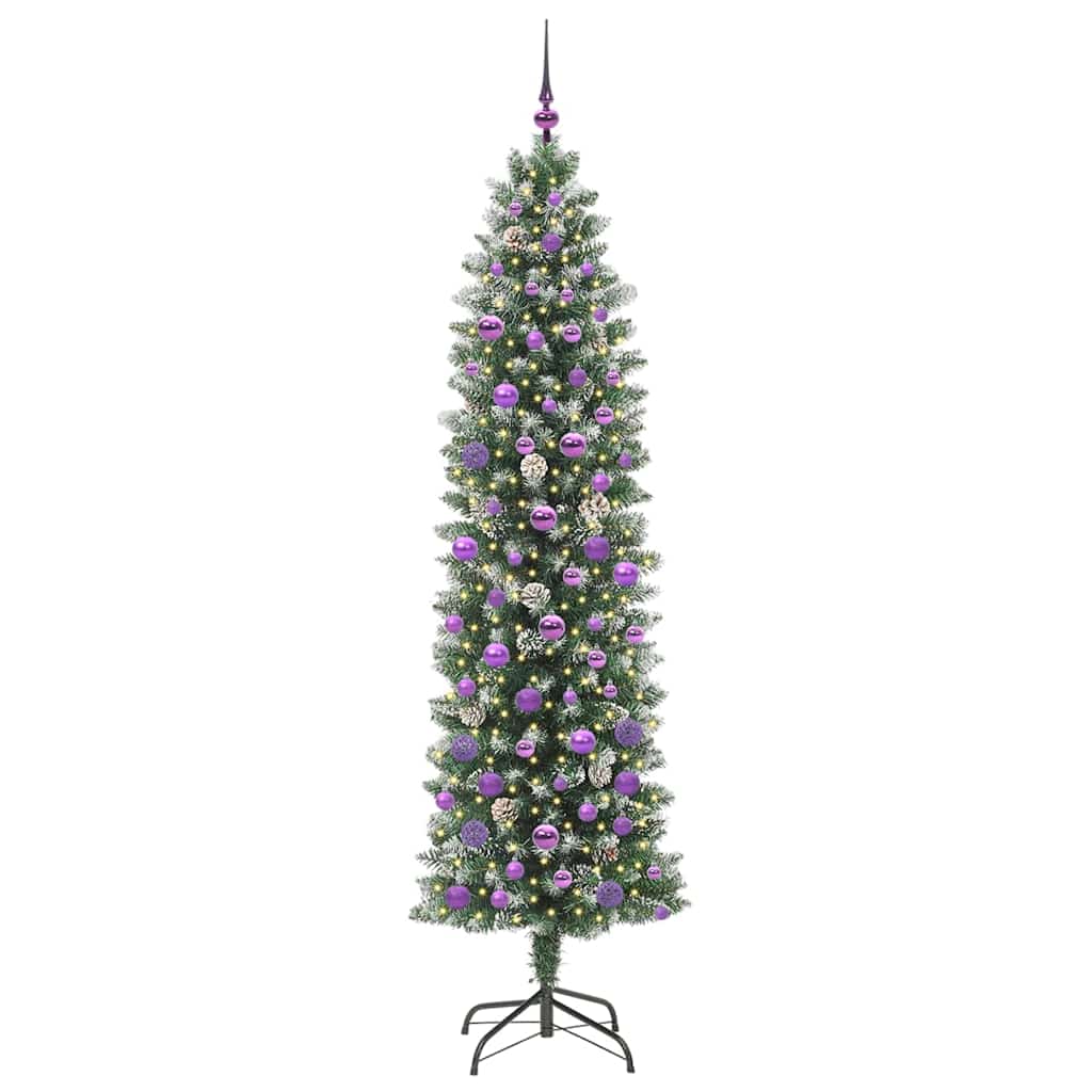 Vidaxx árbol de Navidad artificial delgado con 300 LED verde y blanco 210 cm