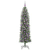 Vidaxl kunstmatige slanke kerstboom met 300 led groen en wit 210 cm