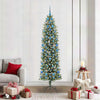 Vidaxl kunstmatige slanke kerstboom met 300 led groen en wit 210 cm