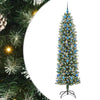 Vidaxl kunstmatige slanke kerstboom met 300 led groen en wit 210 cm