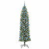 Vidaxl kunstmatige slanke kerstboom met 300 led groen en wit 210 cm