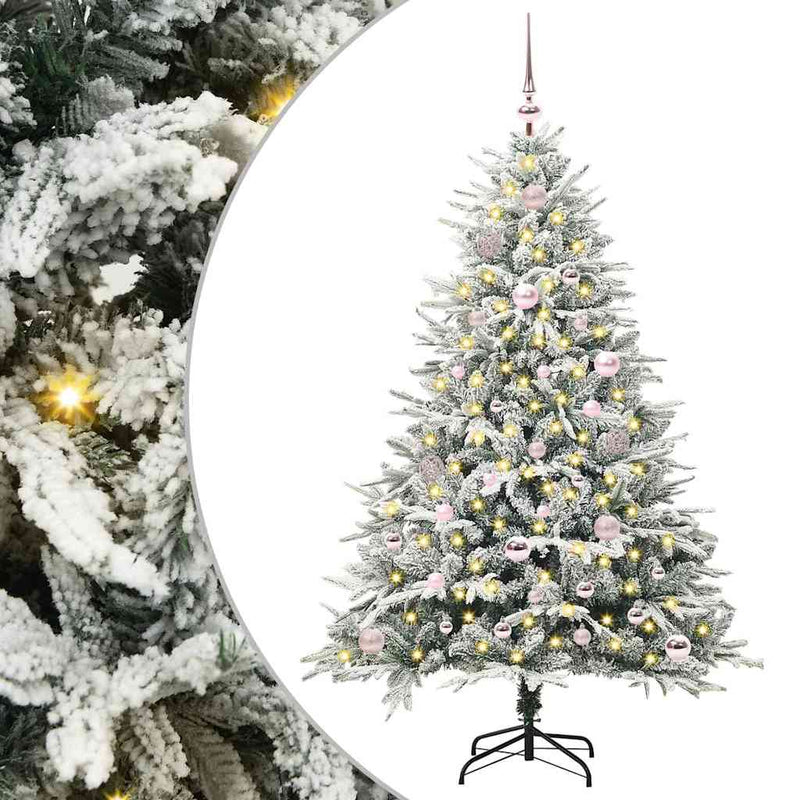 VidaXL albero di Natale artificiale preilluminato con set di palline verdi 150 cm