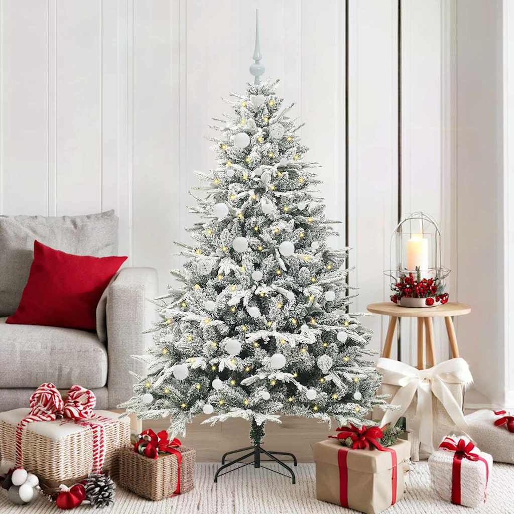 VidaXL árbol de Navidad artificial preiluminado con juego de bolas verde 150 cm