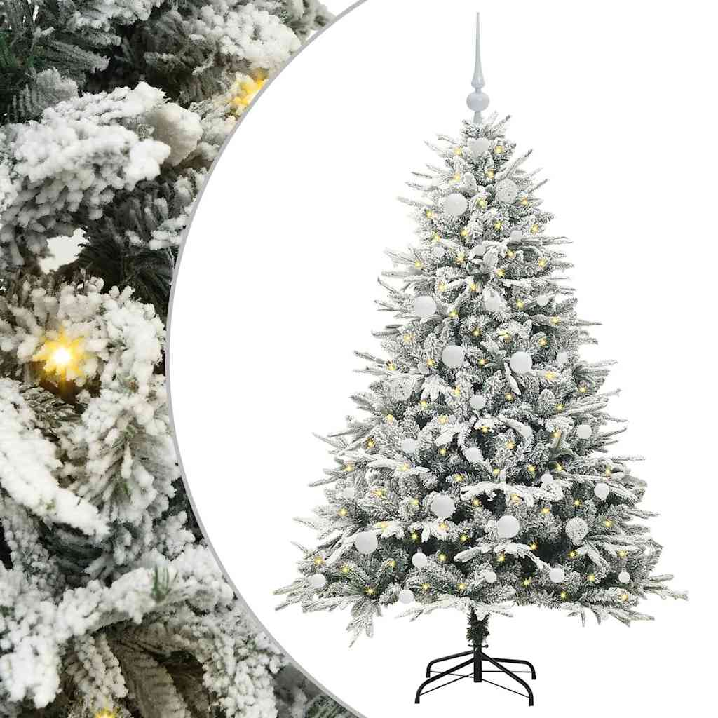 VidaXL árbol de Navidad artificial preiluminado con juego de bolas verde 150 cm