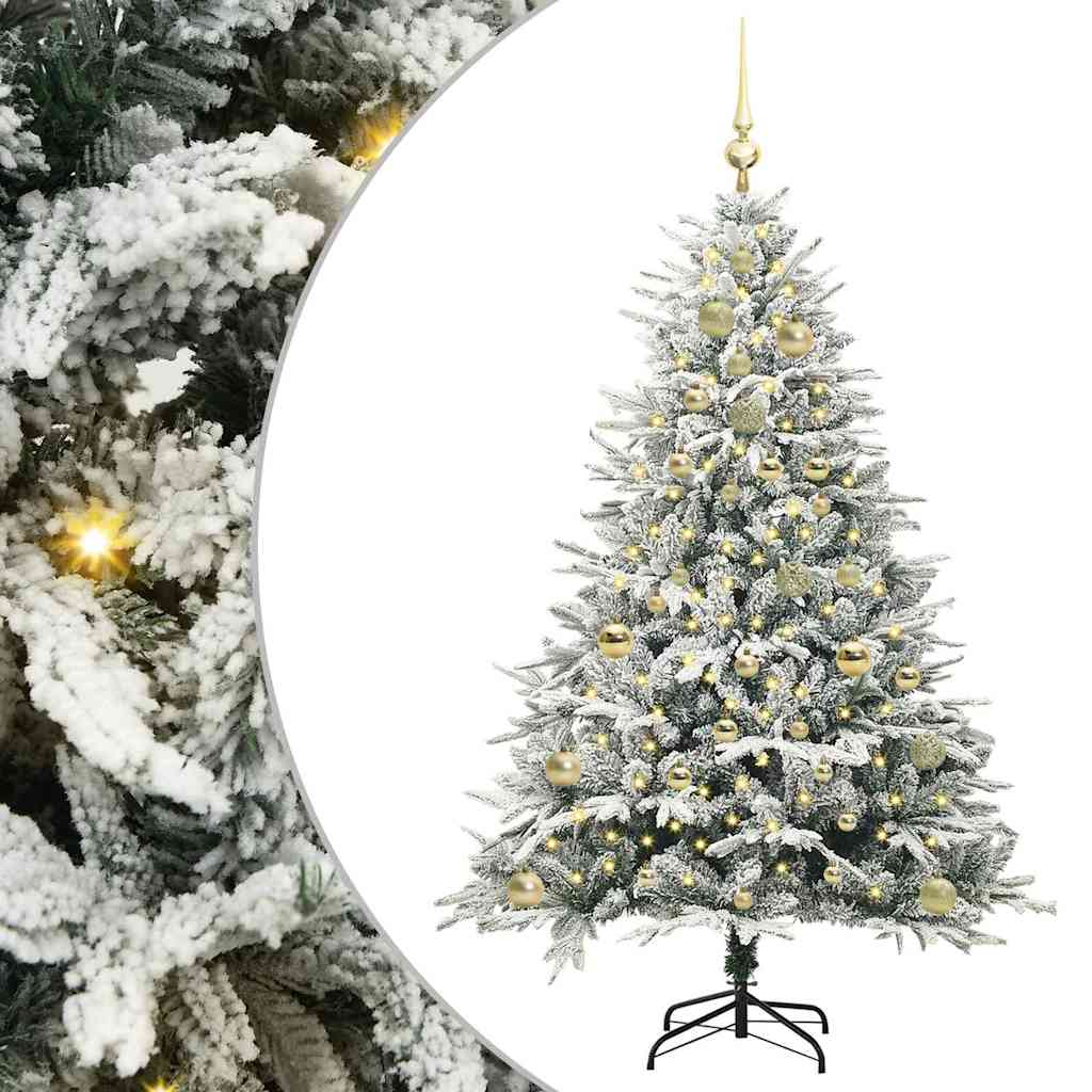 VidaXL árbol de Navidad artificial preiluminado con juego de bolas verde 150 cm