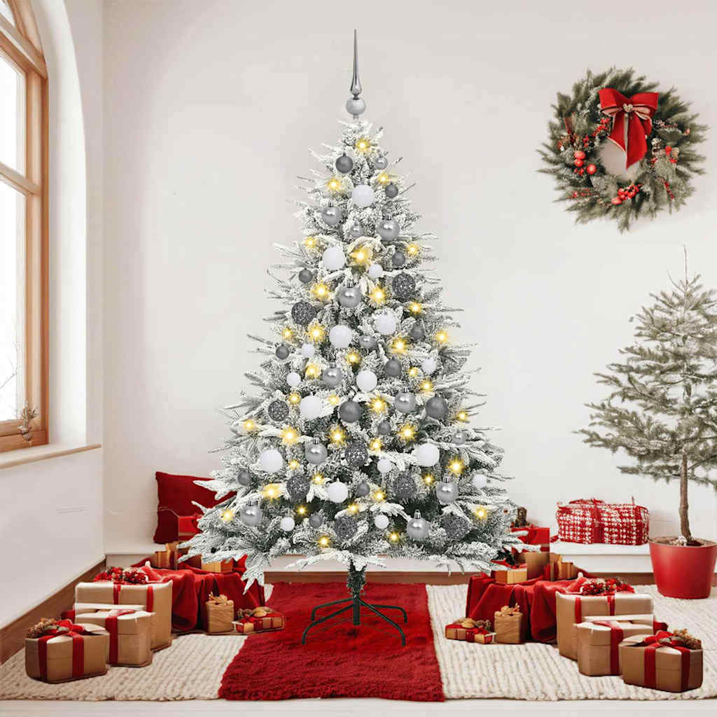 VidaXL albero di Natale artificiale preilluminato con palline verdi 180 cm