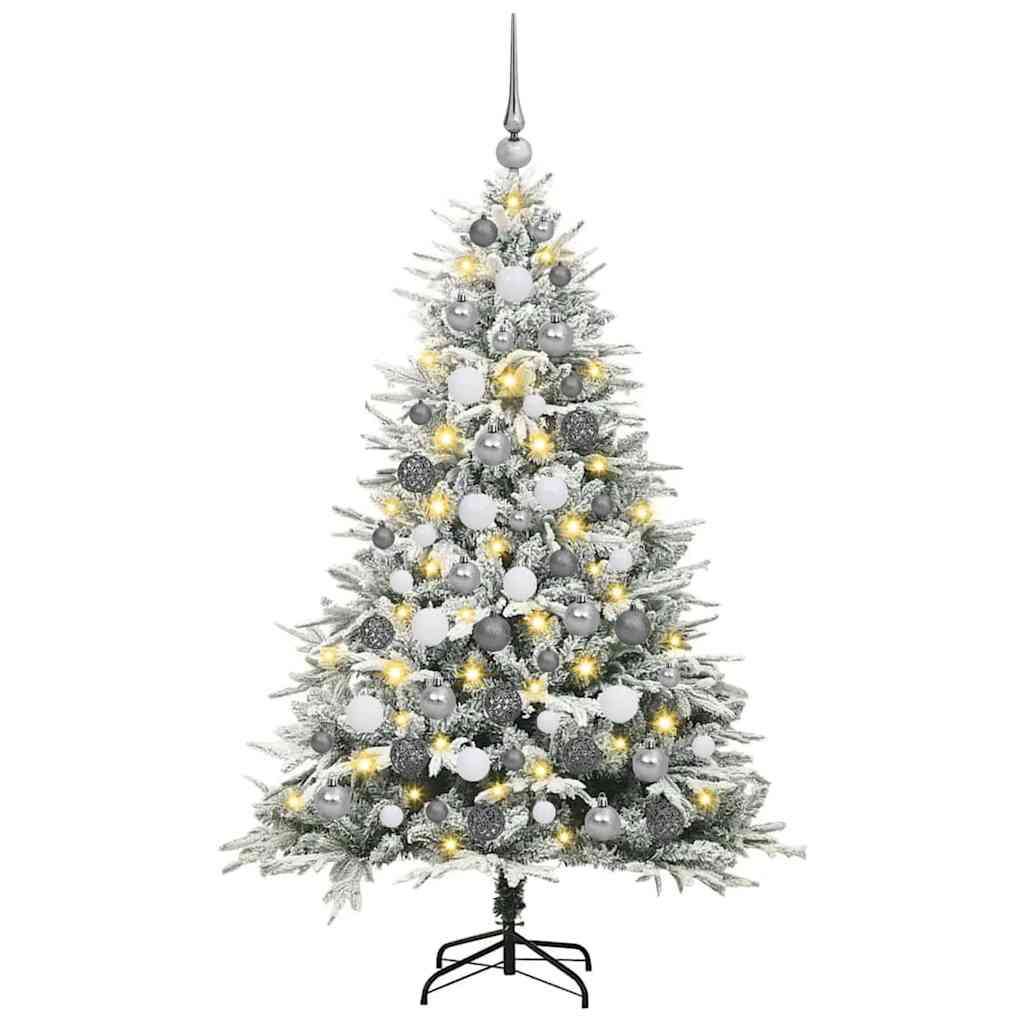 VidaXL albero di Natale artificiale preilluminato con palline verdi 180 cm