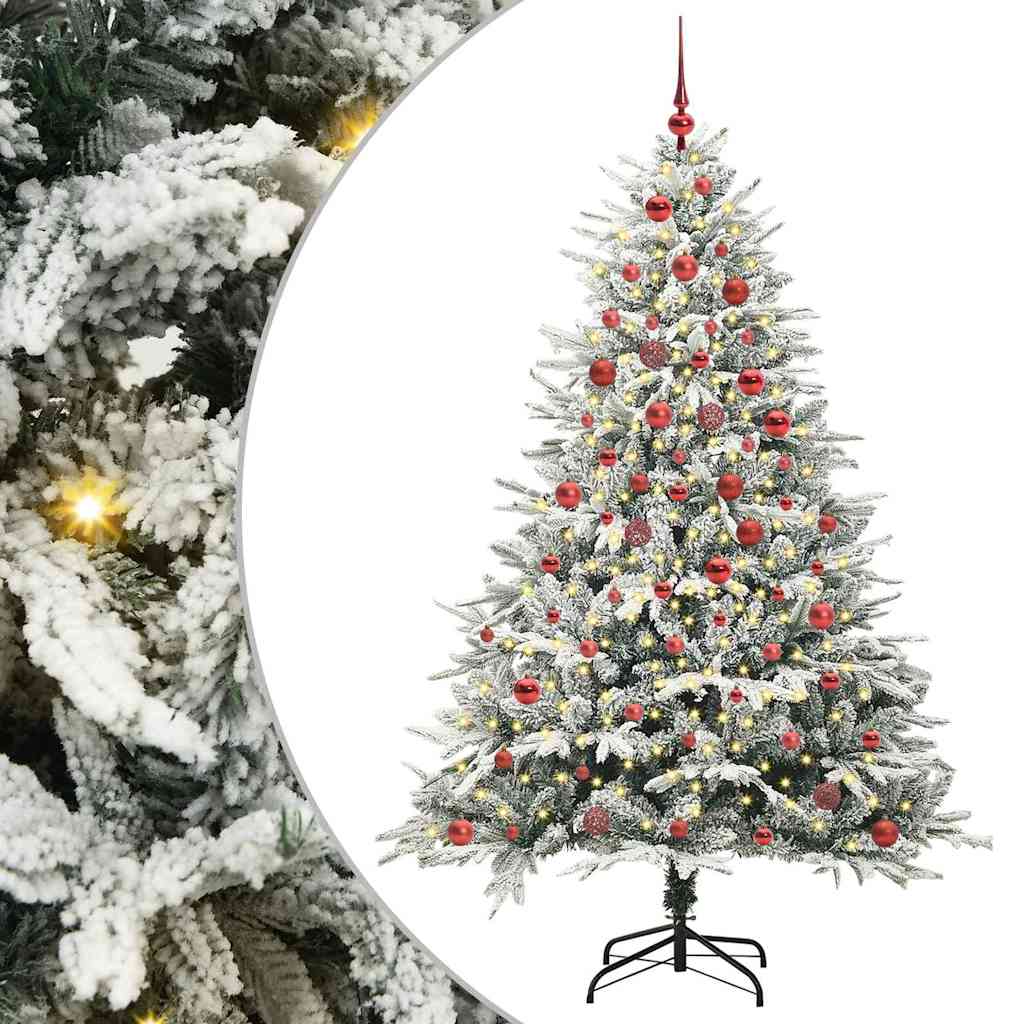 VidaXL árbol de Navidad artificial preiluminado con juego de bolas verde 180 cm