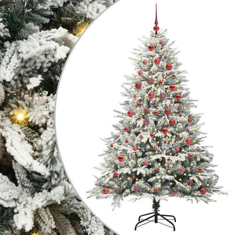 VidaXL albero di Natale artificiale preilluminato con palline verdi 180 cm