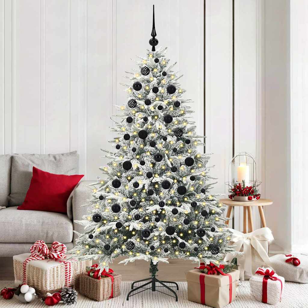 VidaXL árbol de Navidad artificial preiluminado con juego de bolas verde 180 cm