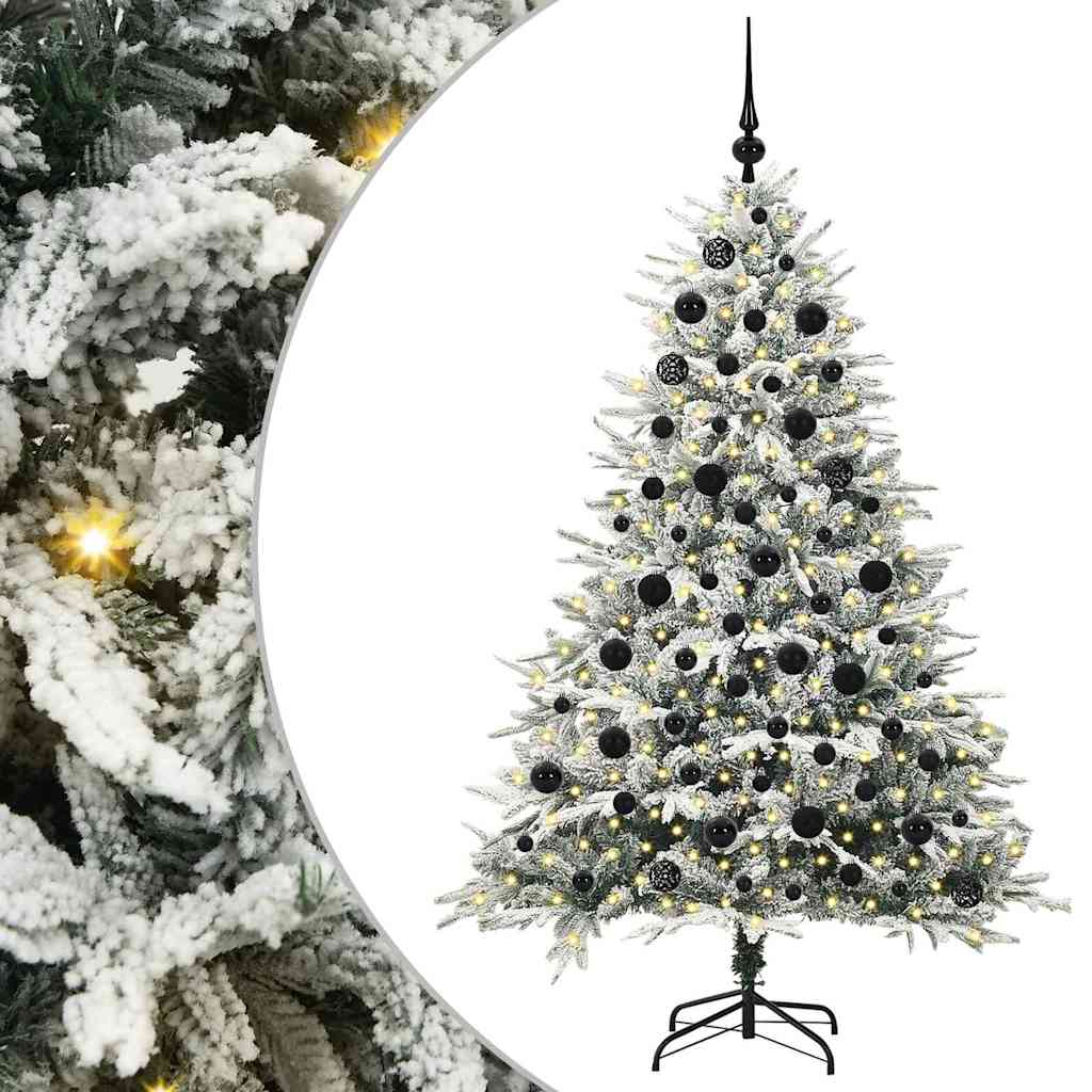 VidaXL árbol de Navidad artificial preiluminado con juego de bolas verde 180 cm
