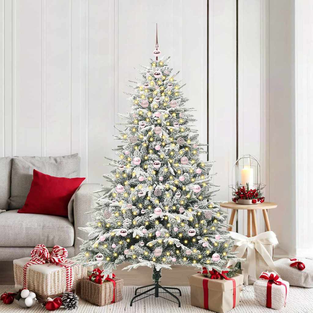 VidaXL árbol de Navidad artificial preiluminado con juego de bolas verde 180 cm