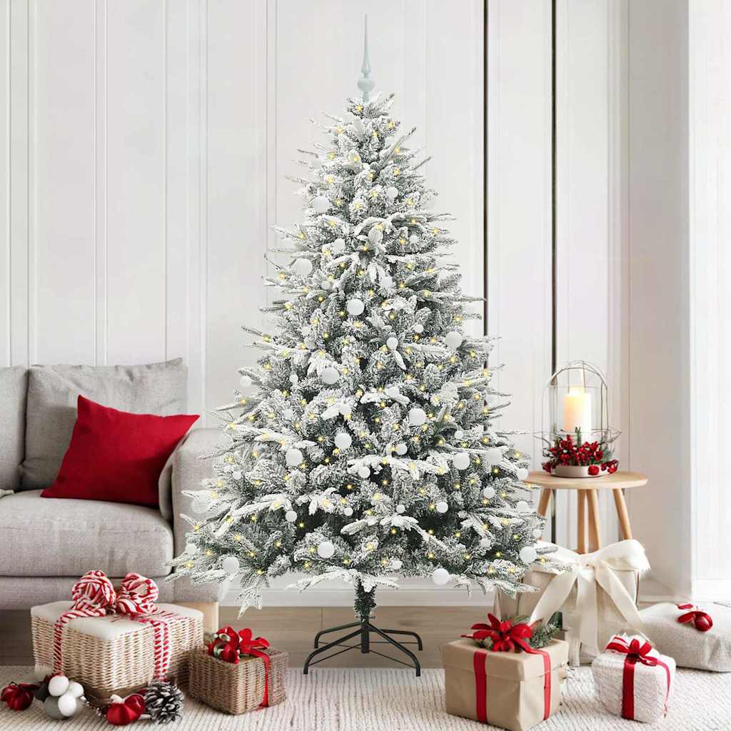 VidaXL árbol de Navidad artificial preiluminado con juego de bolas verde 180 cm