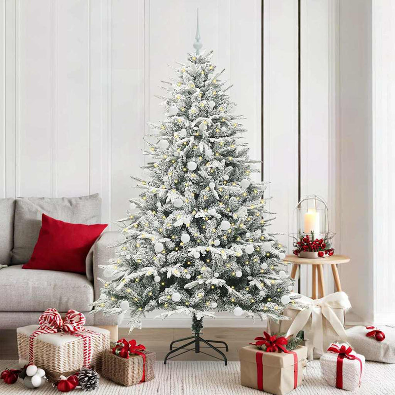 VidaXL árbol de Navidad artificial preiluminado con juego de bolas verde 180 cm