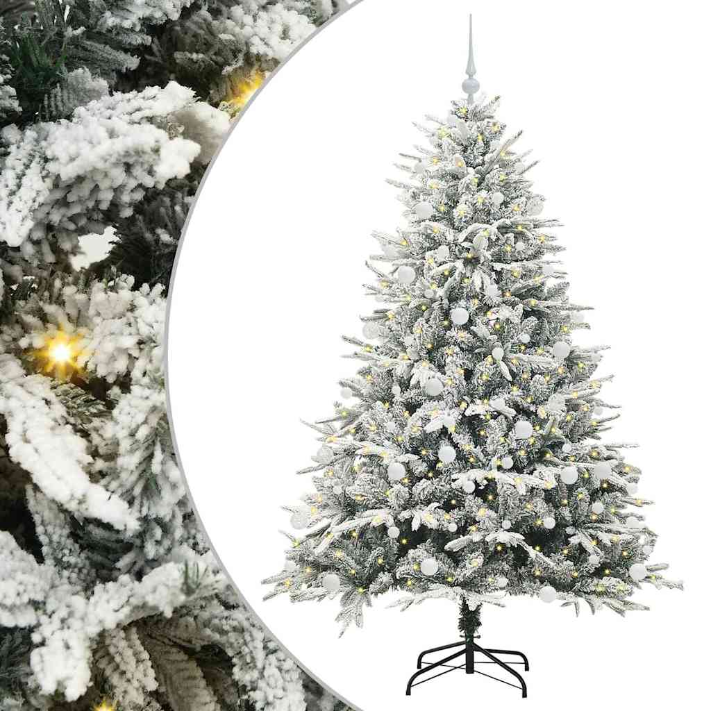 VidaXL árbol de Navidad artificial preiluminado con juego de bolas verde 180 cm