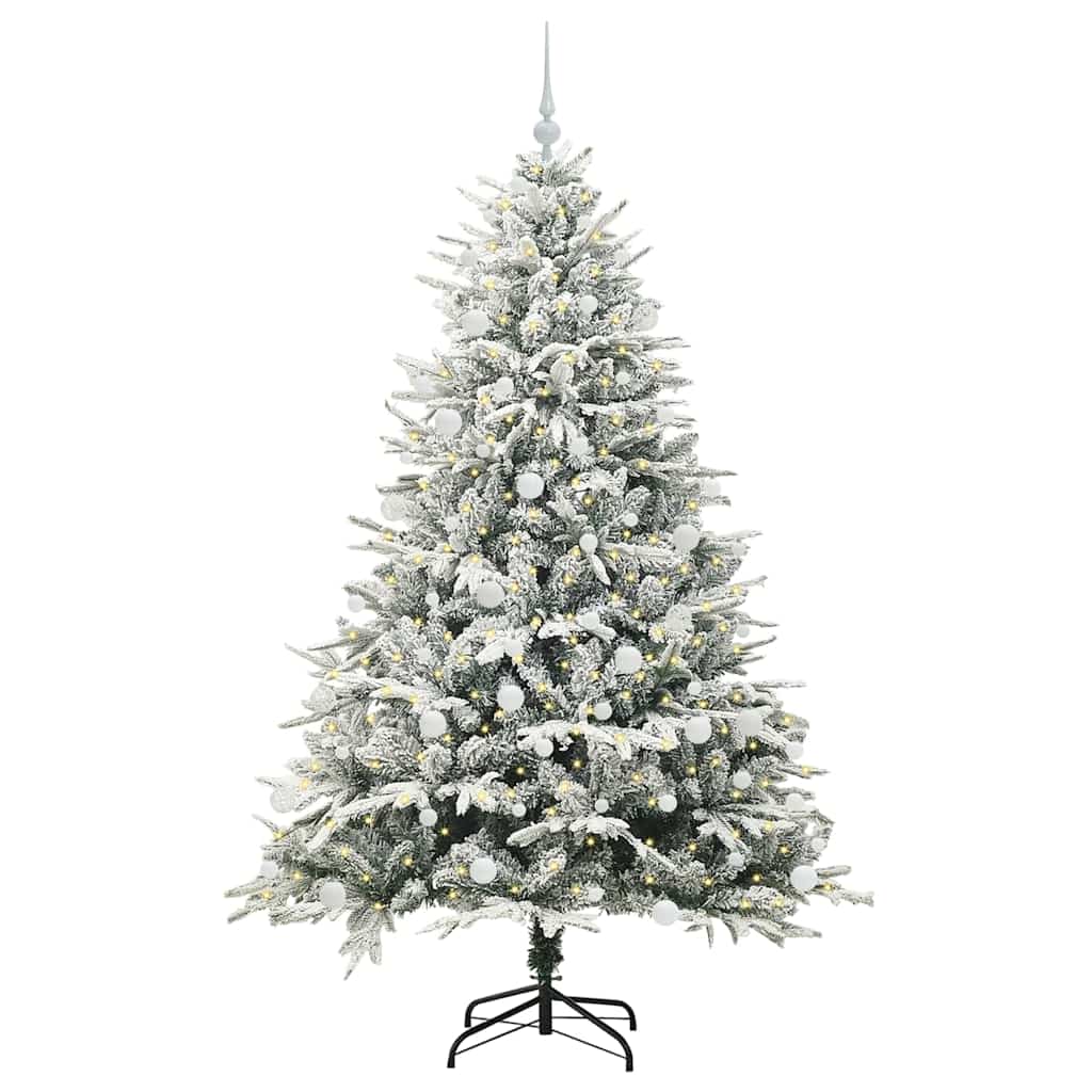 VidaXL árbol de Navidad artificial preiluminado con juego de bolas verde 180 cm