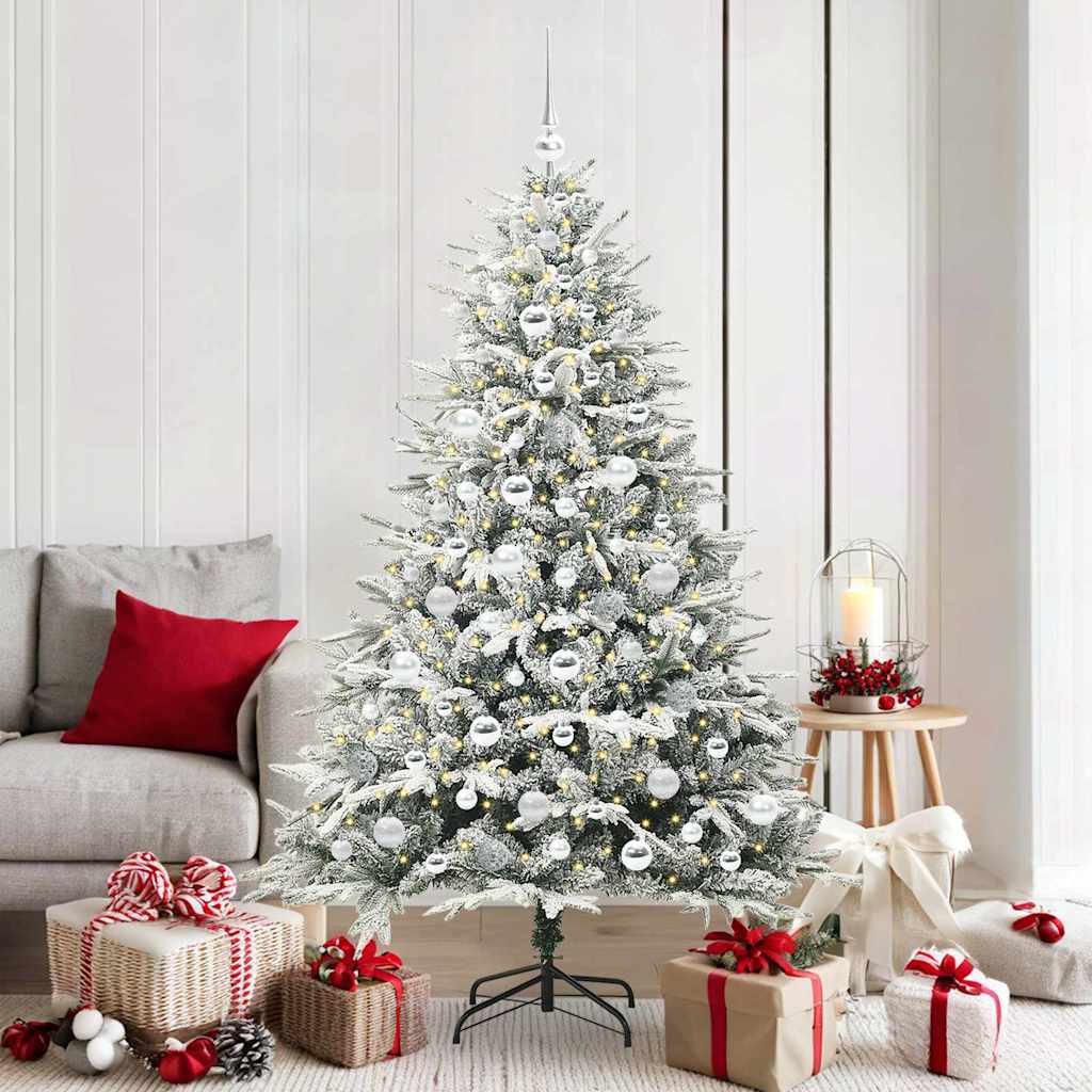 VidaXL árbol de Navidad artificial preiluminado con juego de bolas verde 180 cm