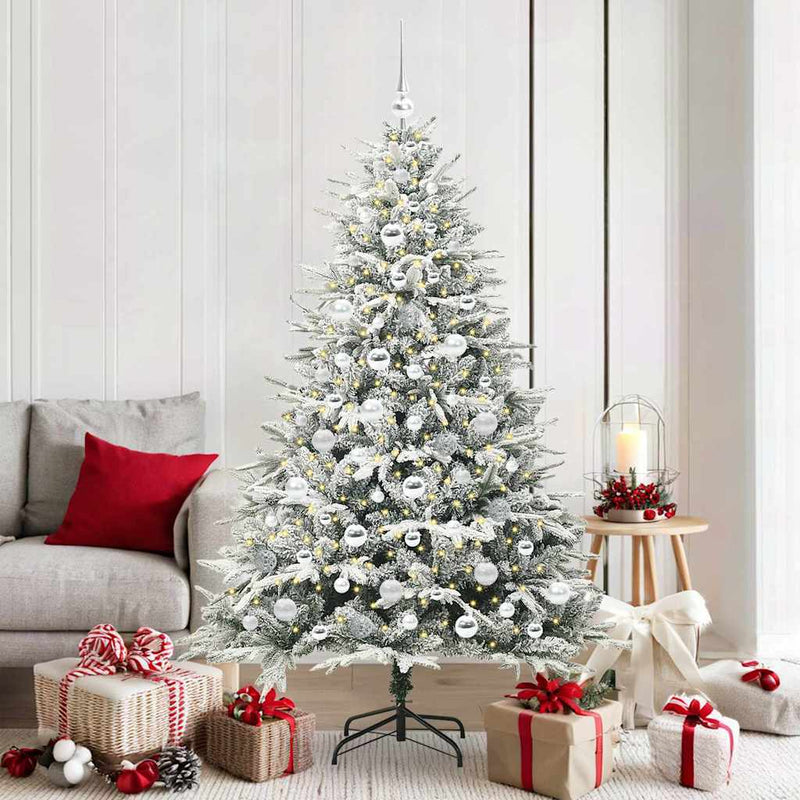 VidaXL árbol de Navidad artificial preiluminado con juego de bolas verde 180 cm