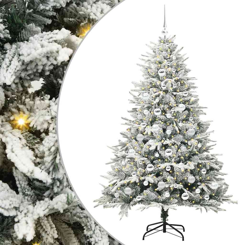VidaXL árbol de Navidad artificial preiluminado con juego de bolas verde 180 cm