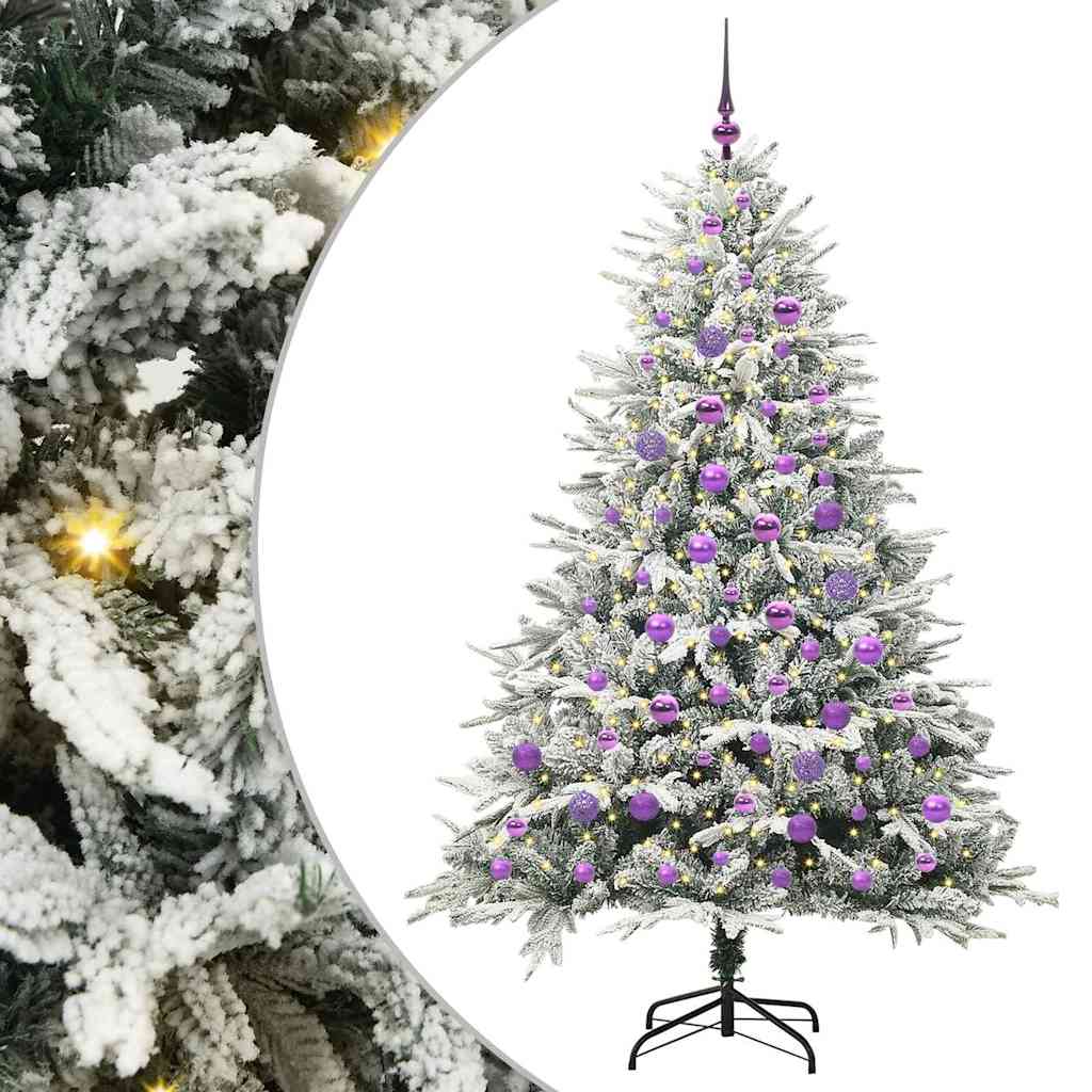 VidaXL árbol de Navidad artificial preiluminado con juego de bolas verde 180 cm