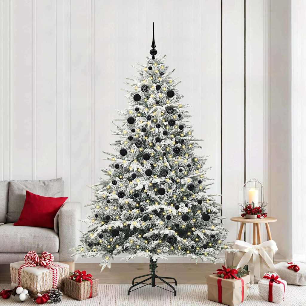 VidaXL albero di Natale artificiale preilluminato con palline verdi 210 cm