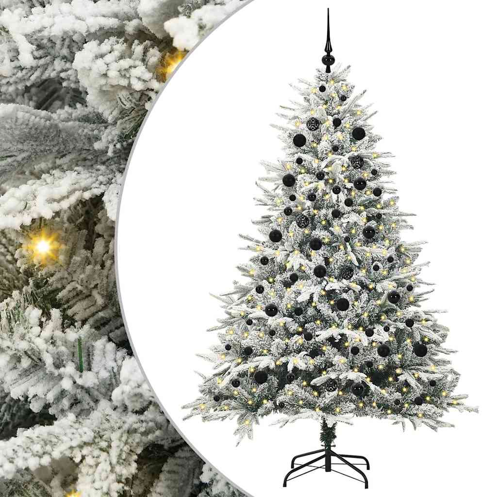 VidaXL albero di Natale artificiale preilluminato con palline verdi 210 cm