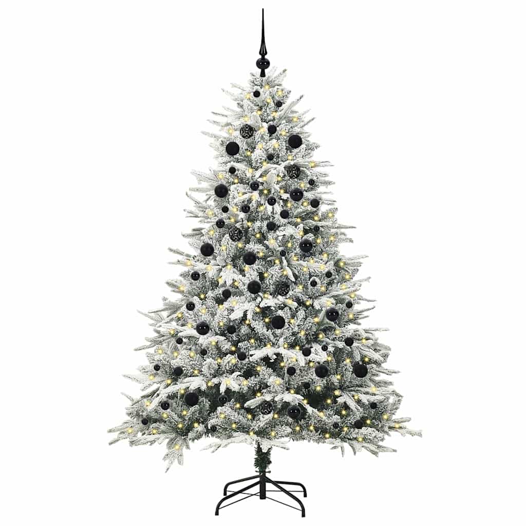 VidaXL albero di Natale artificiale preilluminato con palline verdi 210 cm