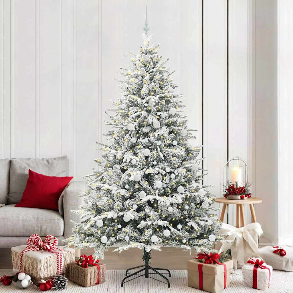 VidaXL albero di Natale artificiale preilluminato con palline verdi 210 cm
