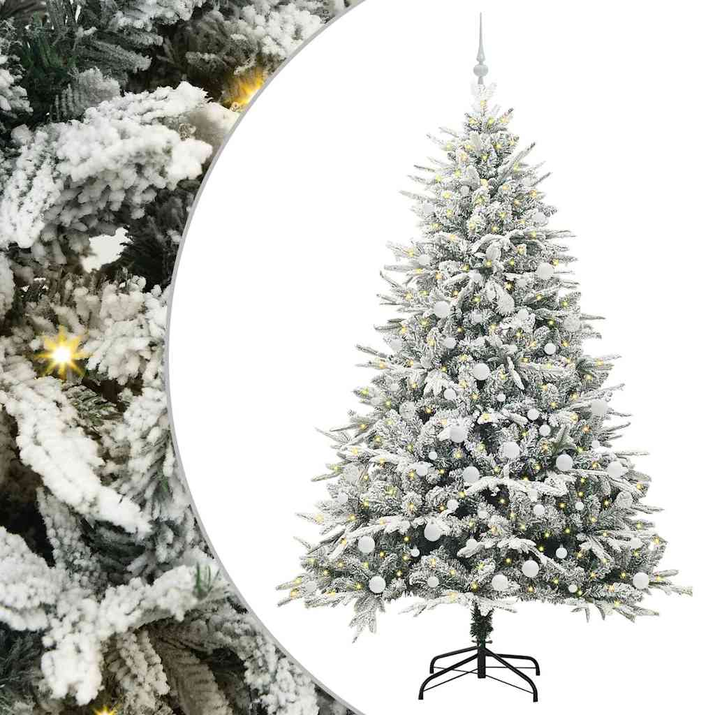 VidaXL albero di Natale artificiale preilluminato con palline verdi 210 cm