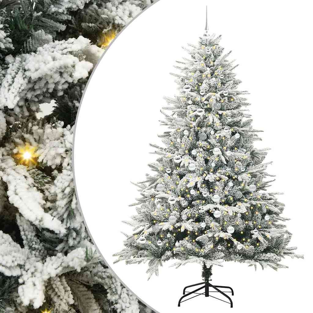VidaXL albero di Natale artificiale preilluminato con palline verdi 210 cm