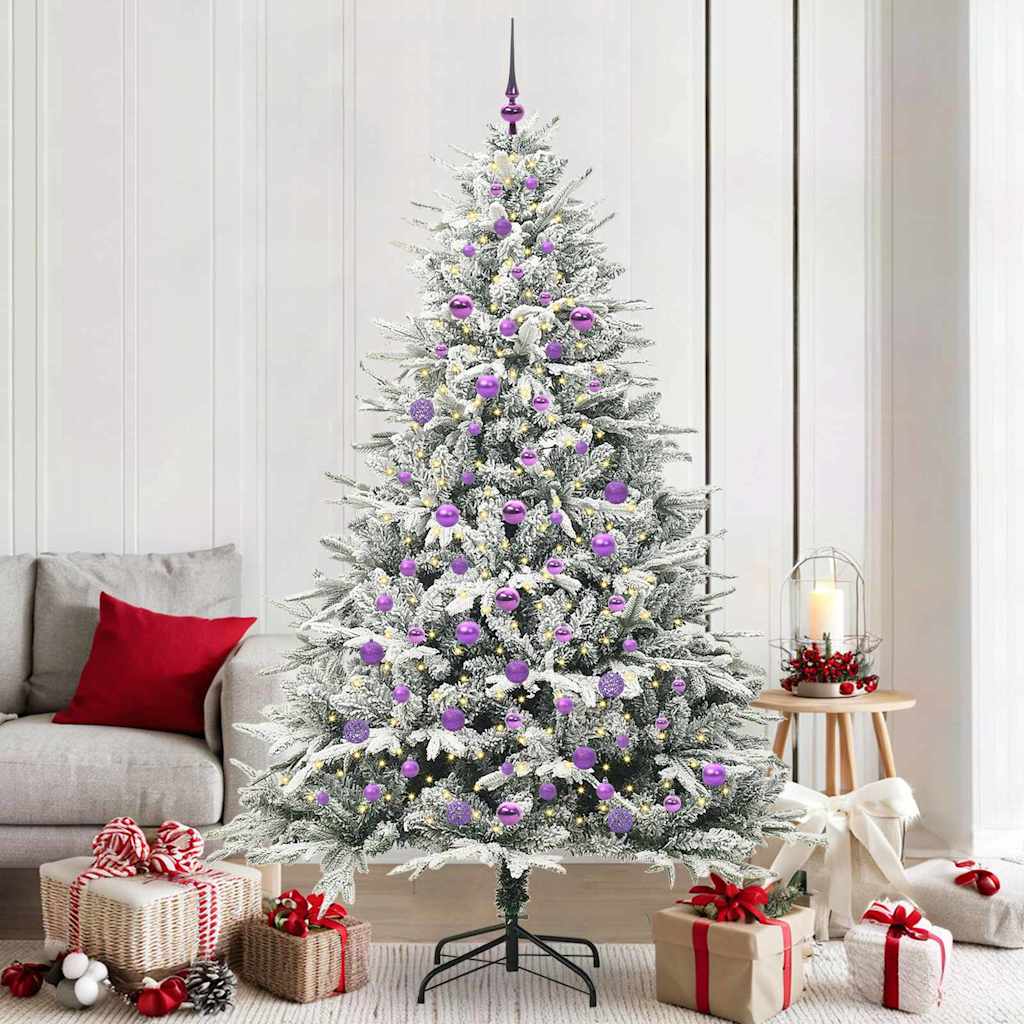VidaXL albero di Natale artificiale preilluminato con palline verdi 210 cm