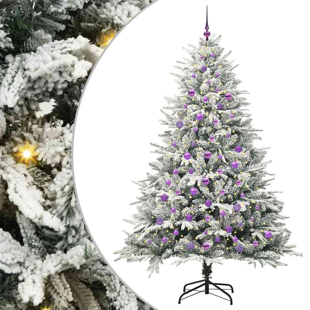 VidaXL albero di Natale artificiale preilluminato con palline verdi 210 cm
