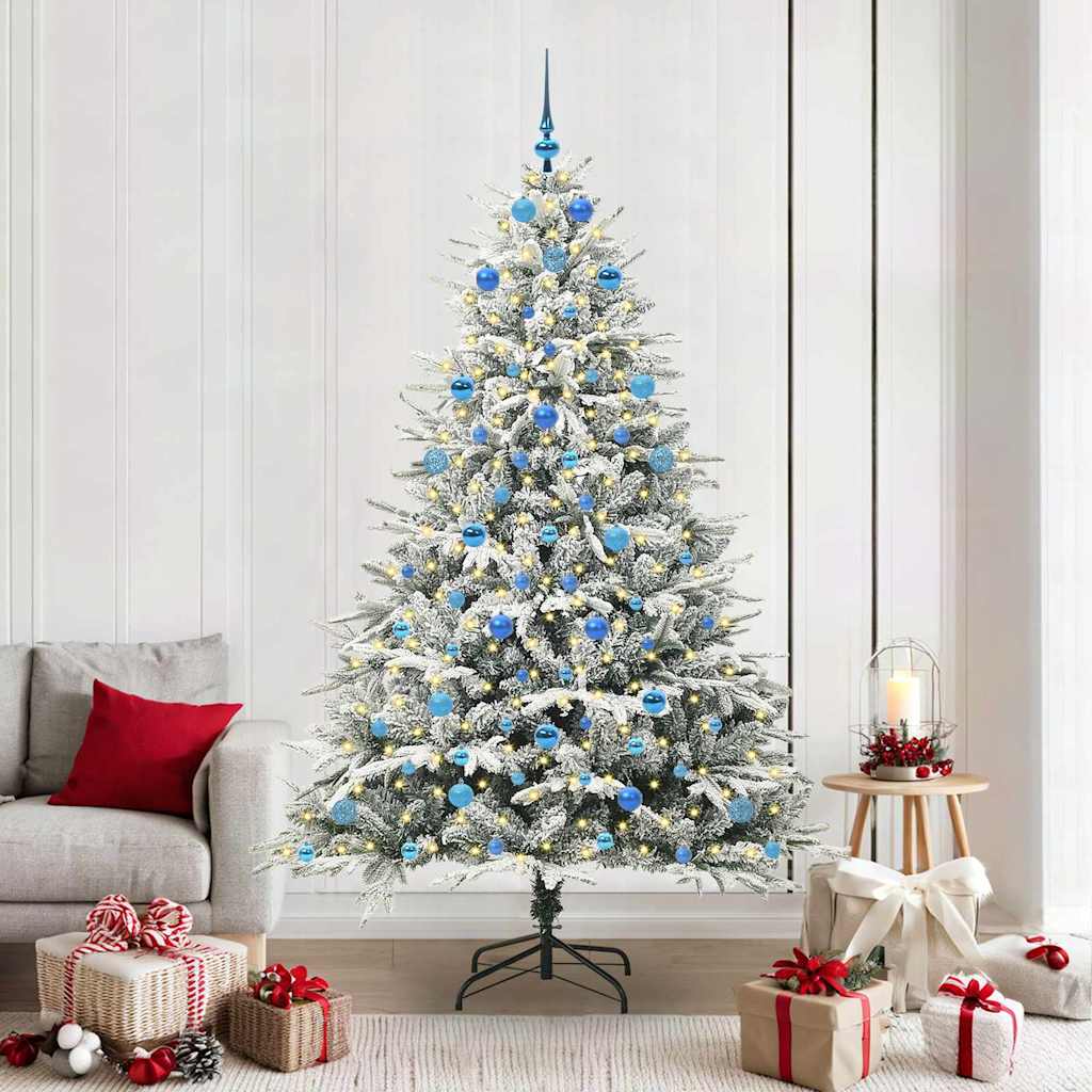 VidaXL albero di Natale artificiale preilluminato con palline verdi 210 cm