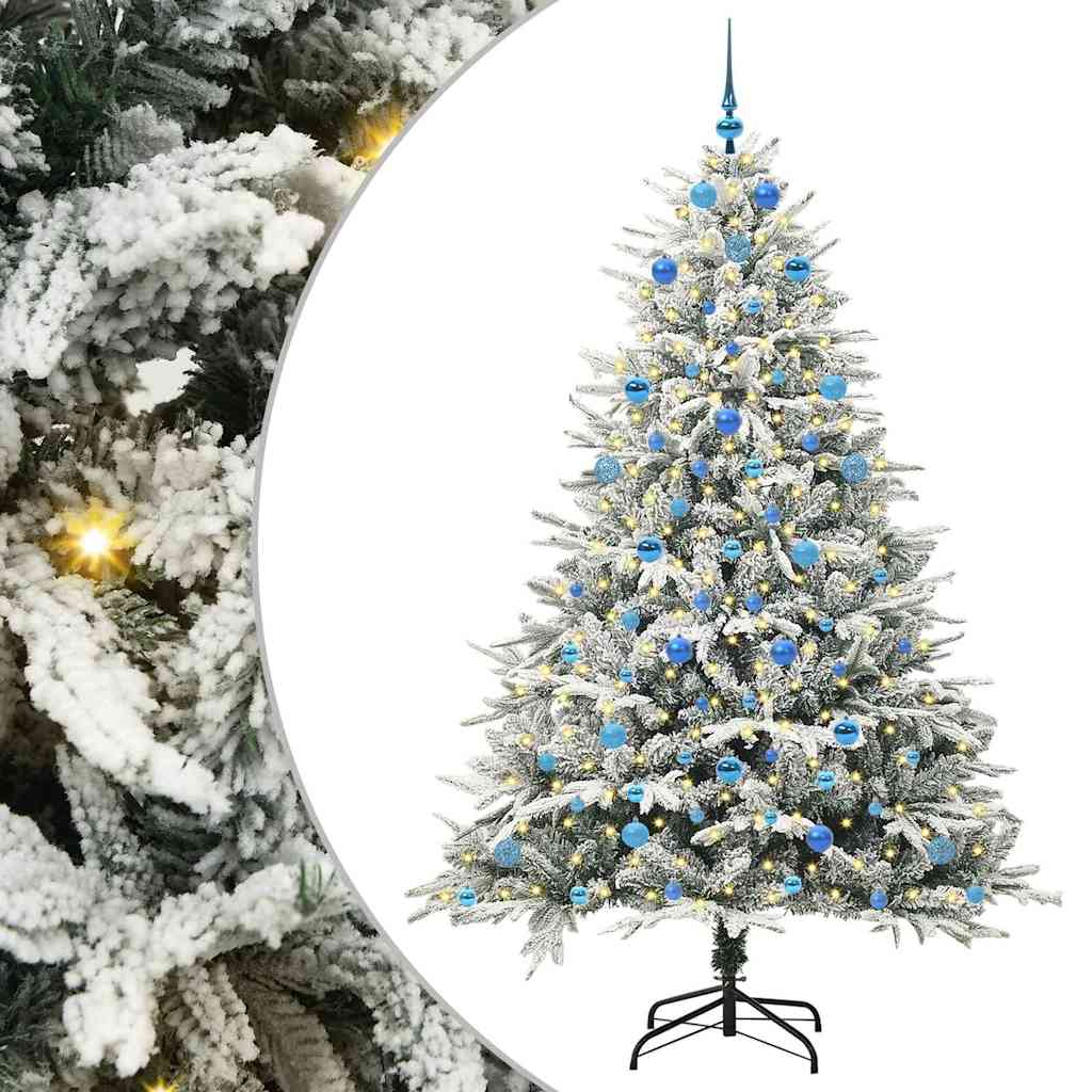 VidaXL albero di Natale artificiale preilluminato con palline verdi 210 cm