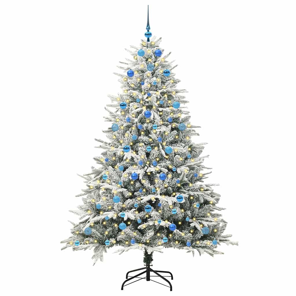 VidaXL albero di Natale artificiale preilluminato con palline verdi 210 cm