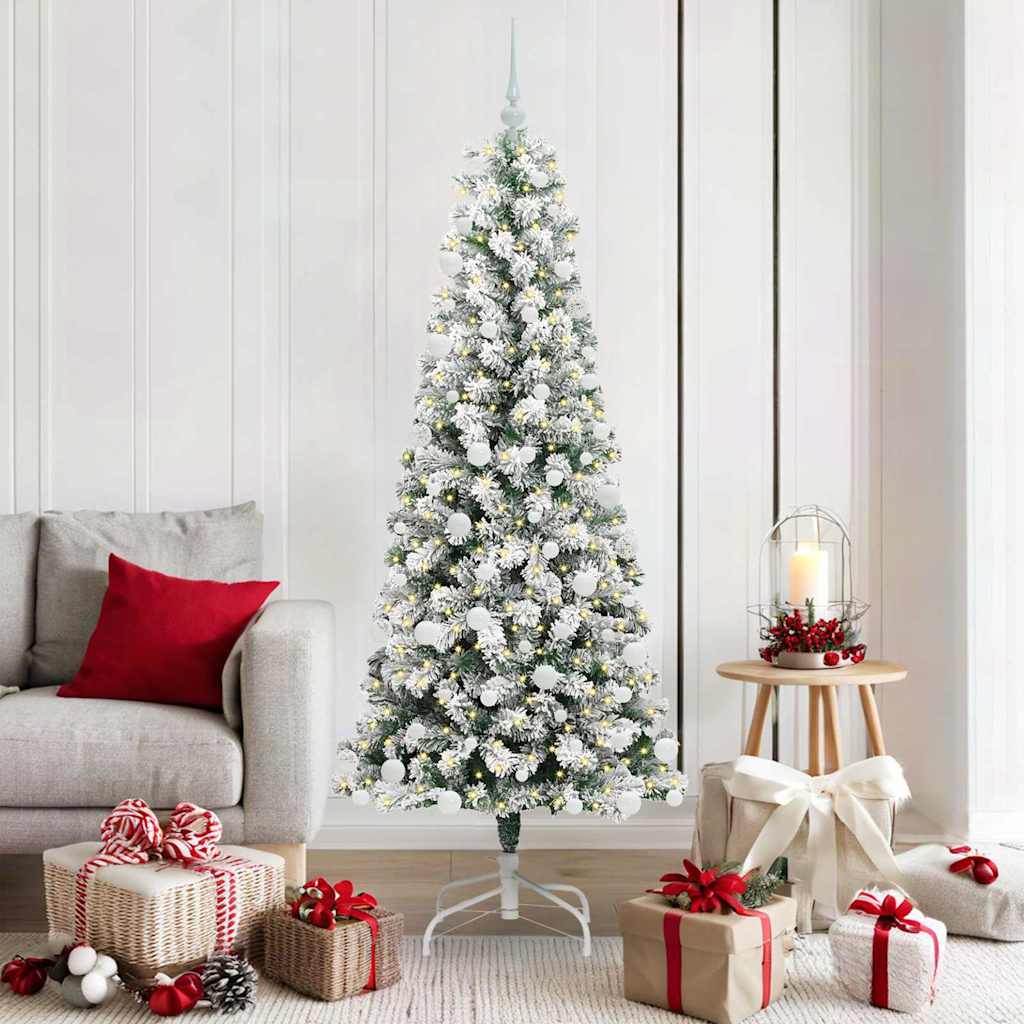 Vidaxl kunstmatige inklapbare kerstboom groen en wit 180 cm