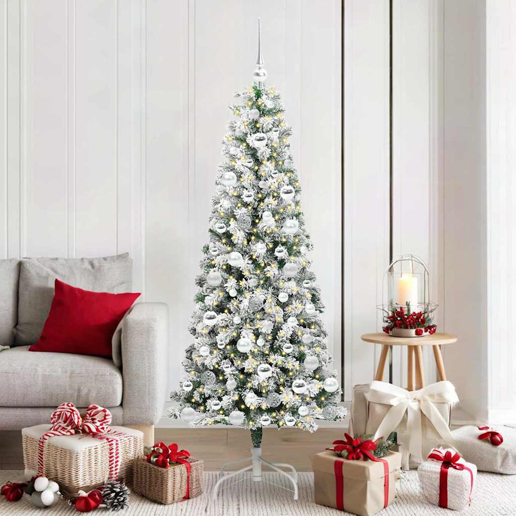 Vidaxl kunstmatige inklapbare kerstboom groen en wit 180 cm