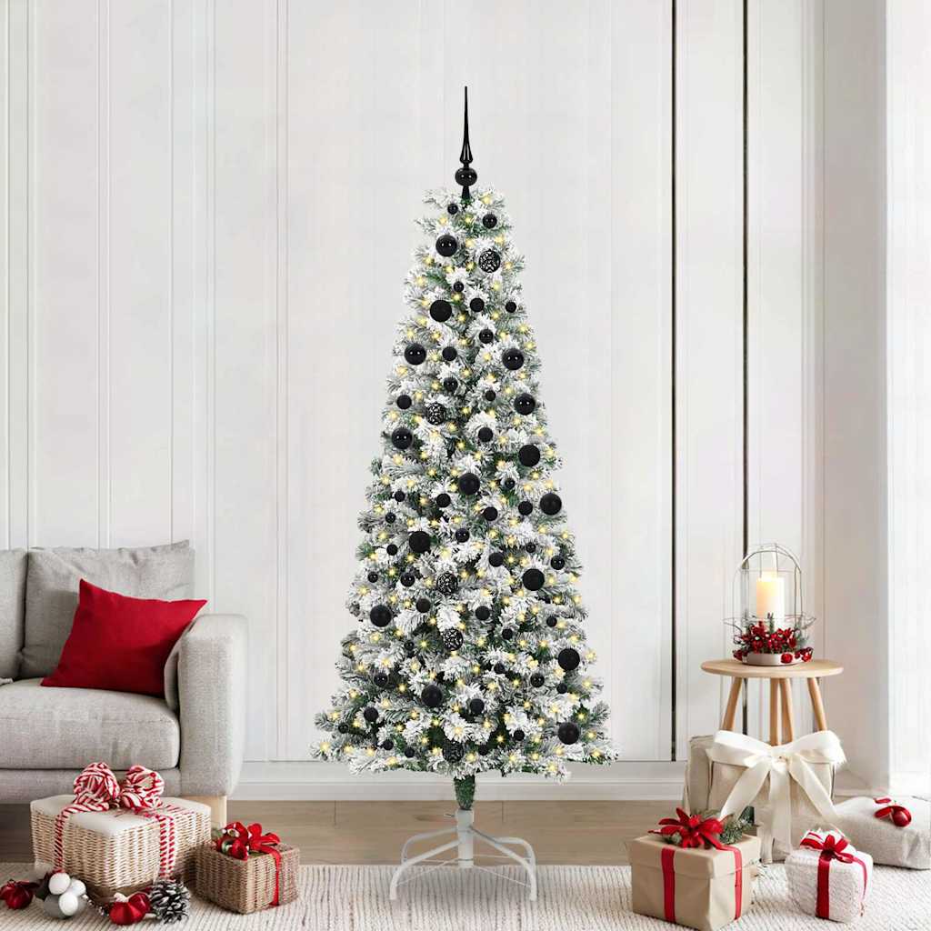 Vidaxx árbol de Navidad artificial plegable verde y blanco 210 cm