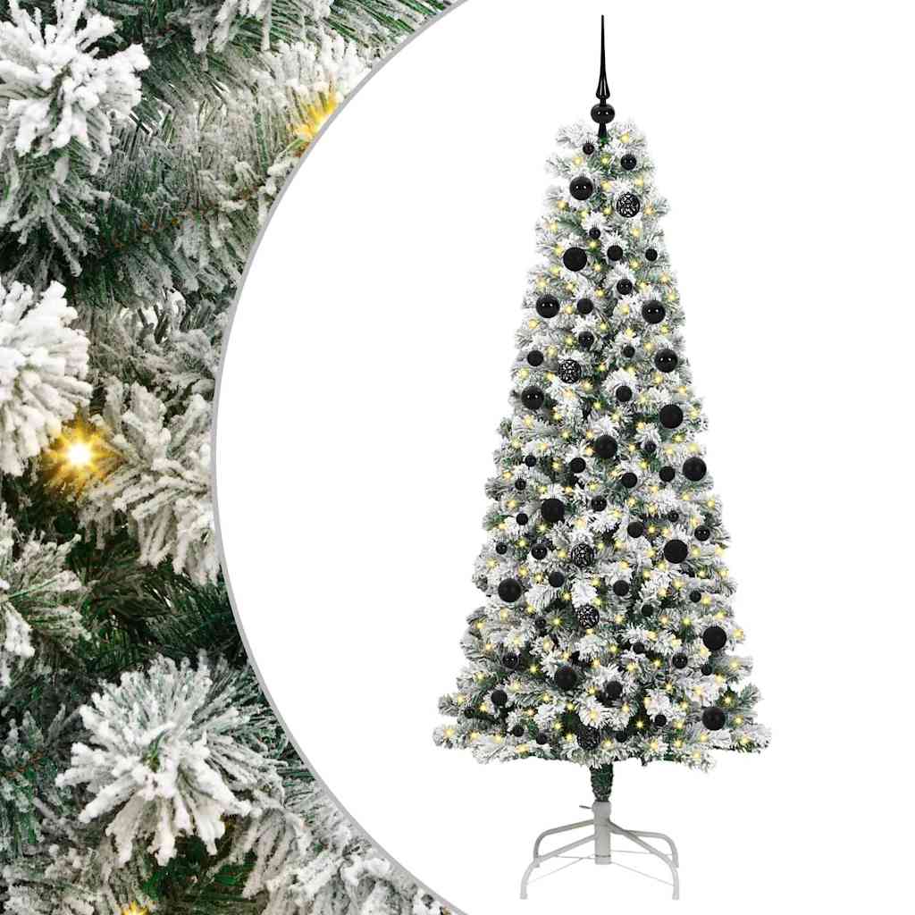 Vidaxx árbol de Navidad artificial plegable verde y blanco 210 cm
