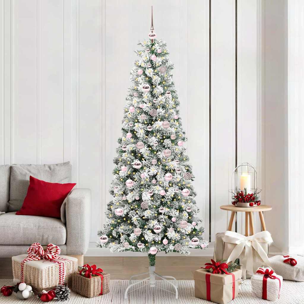 Vidaxx árbol de Navidad artificial plegable verde y blanco 210 cm