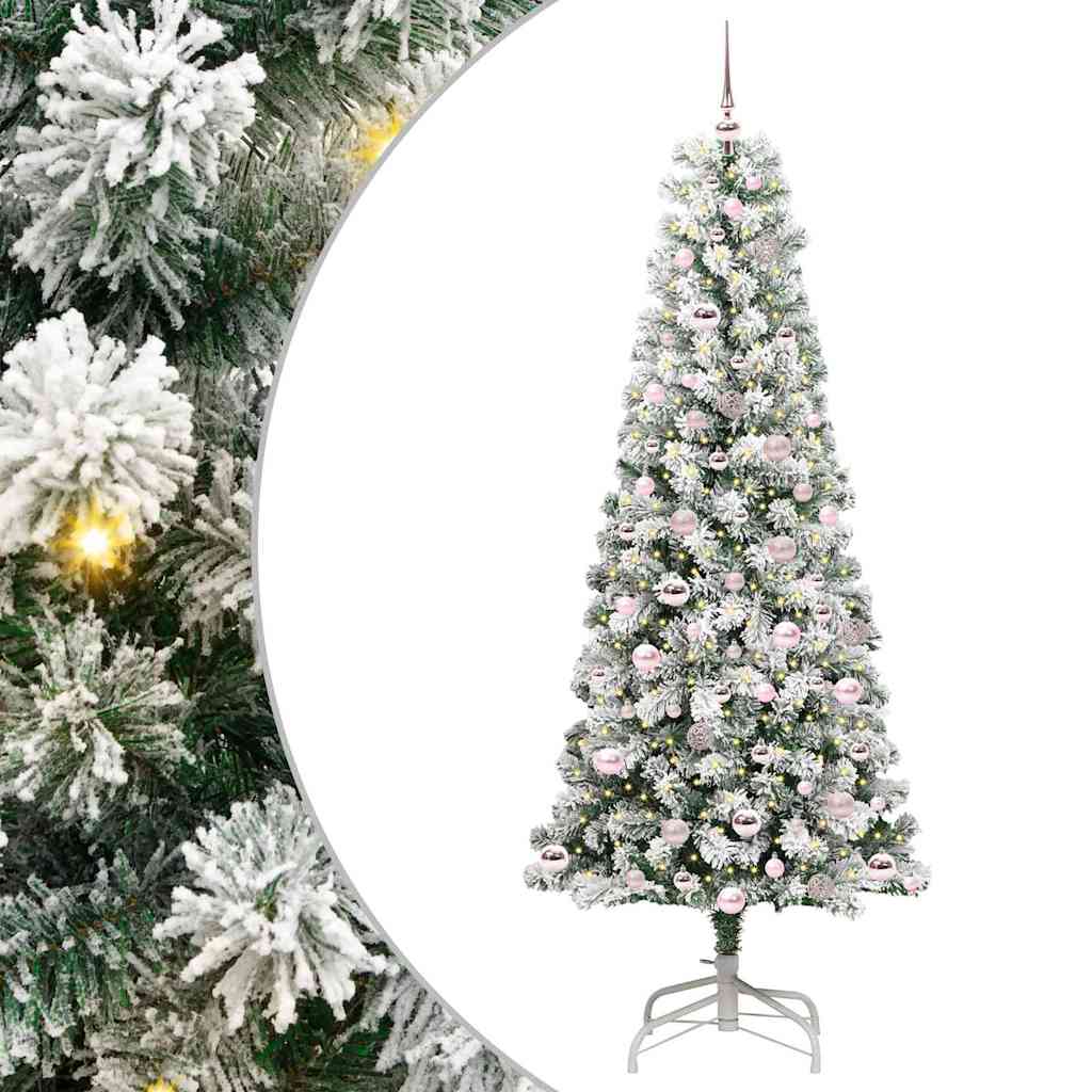 Vidaxx árbol de Navidad artificial plegable verde y blanco 210 cm