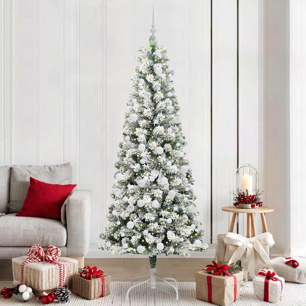 Vidaxx albero di Natale pieghevole artificiale verde e bianco 210 cm
