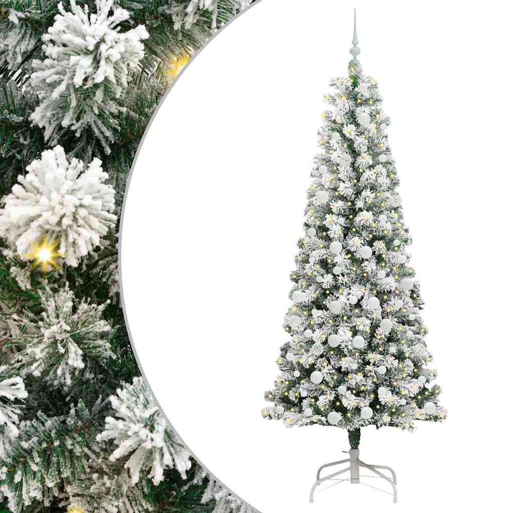 Vidaxx albero di Natale pieghevole artificiale verde e bianco 210 cm