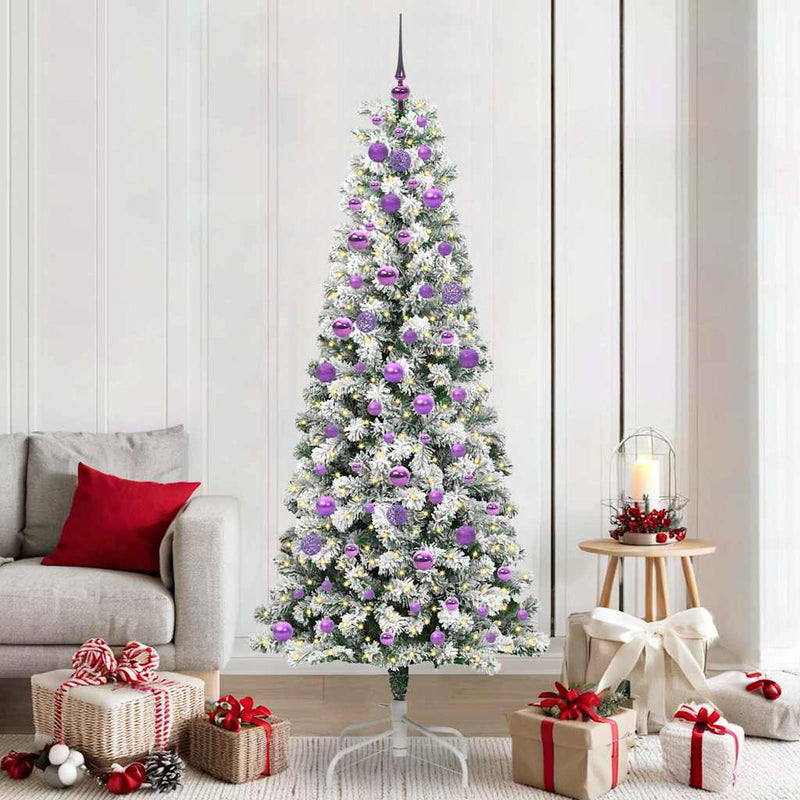 Vidaxx árbol de Navidad artificial plegable verde y blanco 210 cm