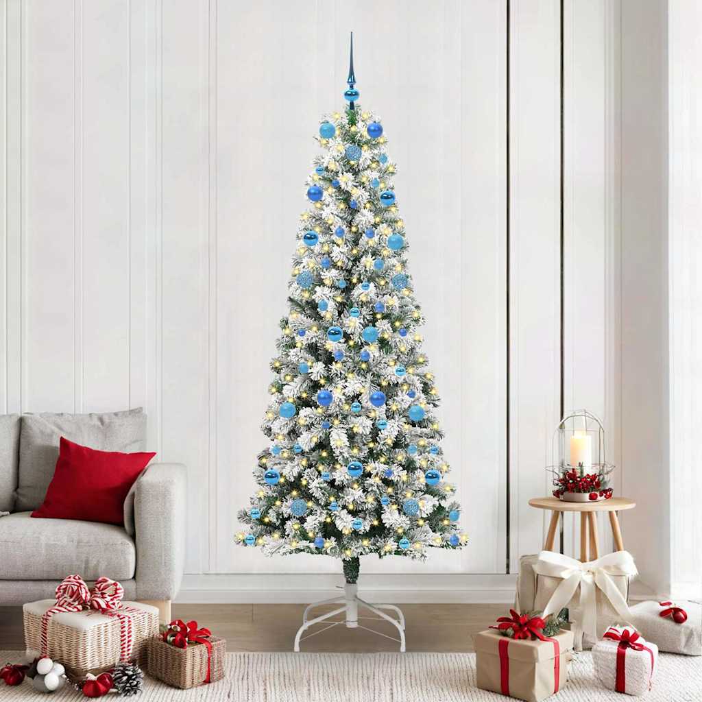 Vidaxx albero di Natale pieghevole artificiale verde e bianco 210 cm