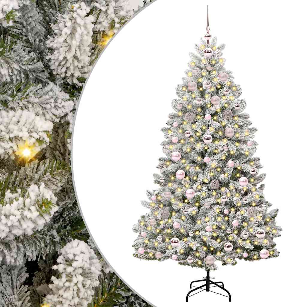 Vidaxl kunstkerstboom met 300 led groen en wit 180 cm pvc en metaal