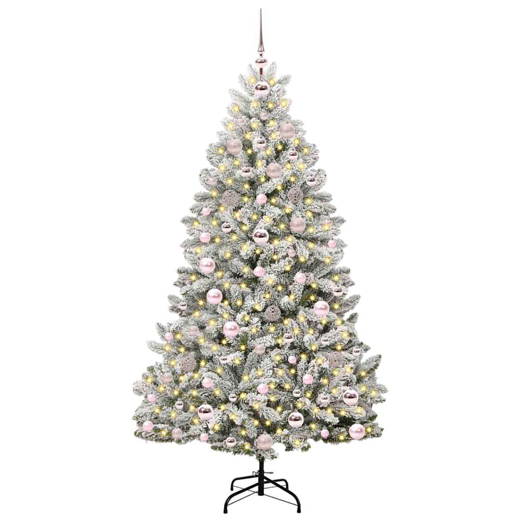 Vidaxl kunstkerstboom met 300 led groen en wit 180 cm pvc en metaal